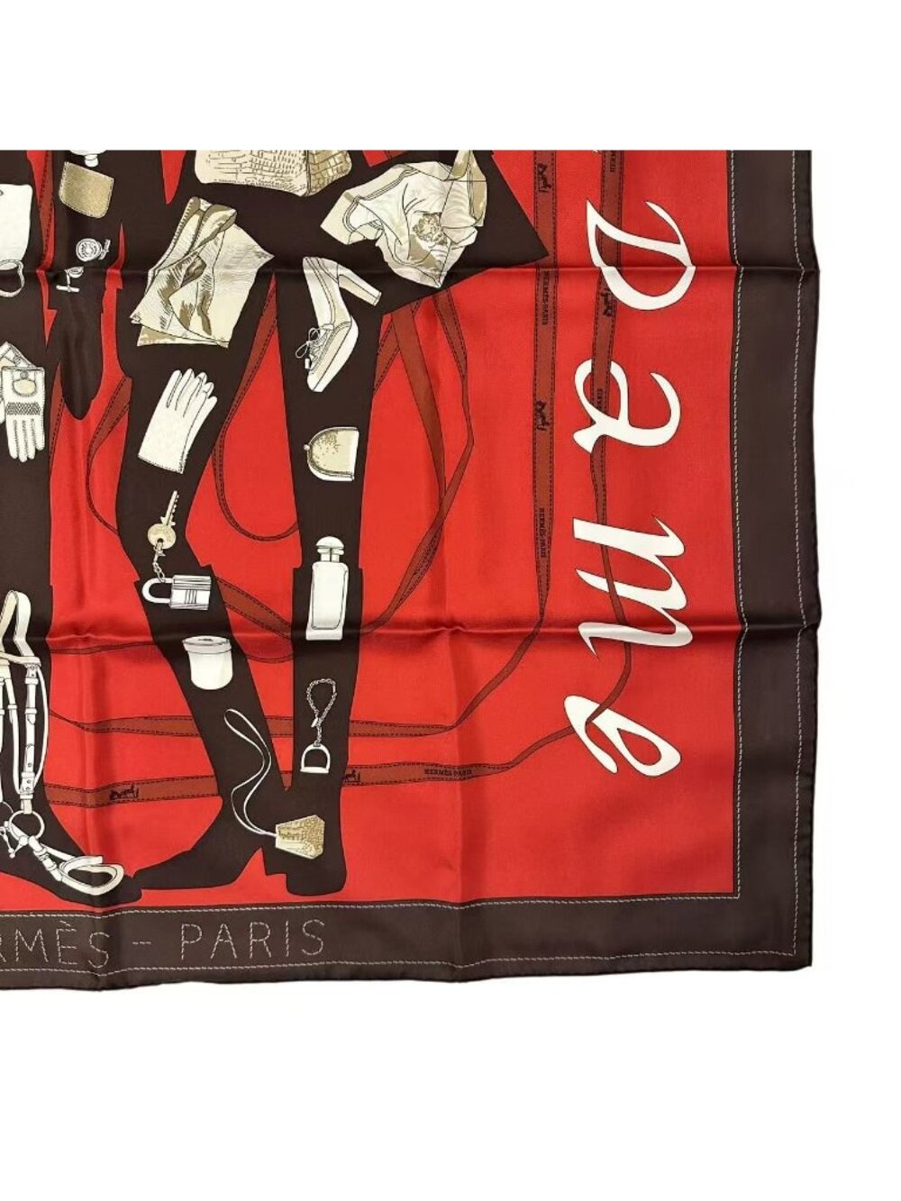 Hermes Scarf Carre 90 Silk Monsieur Et Madame & - Picture 6 of 8